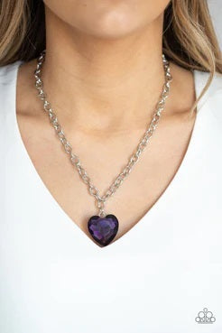 Flirtatiously Flashy- Purple Necklace