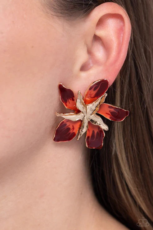 Warped Wallflower- Red Post Earring