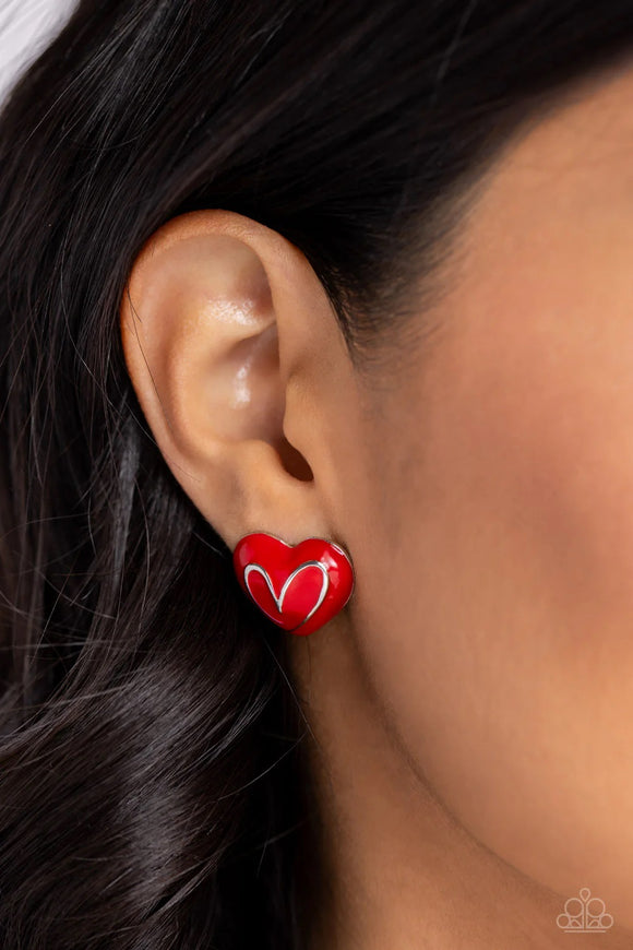 Glimmering Love- Red Post Earring