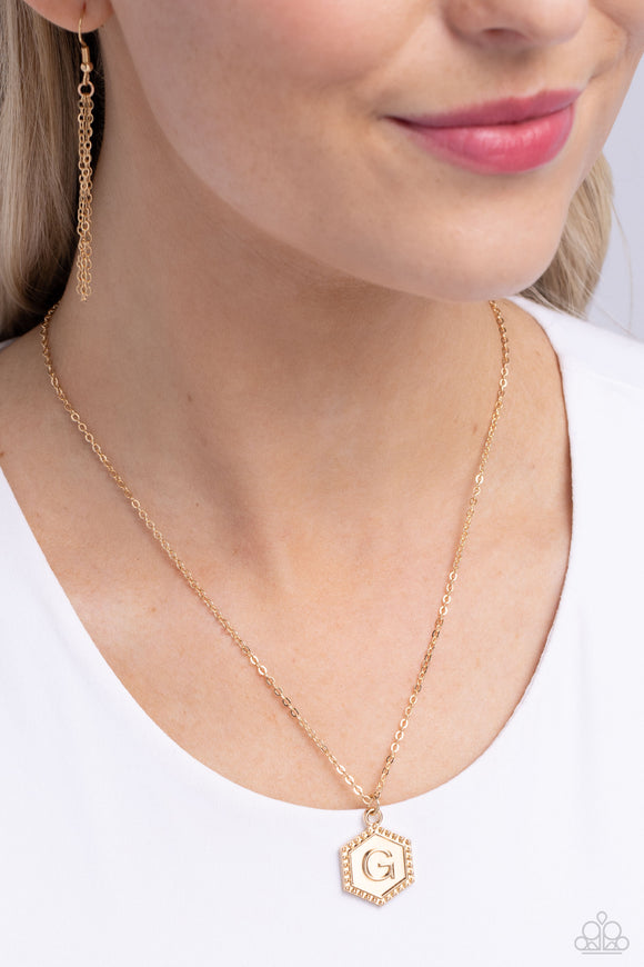 Emblematic Elegance - Gold - G Necklace