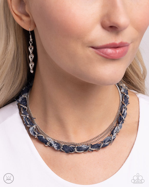 Denim Danger - Silver/Blue Necklace