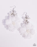 Fashionable Flower Girl - White Earring