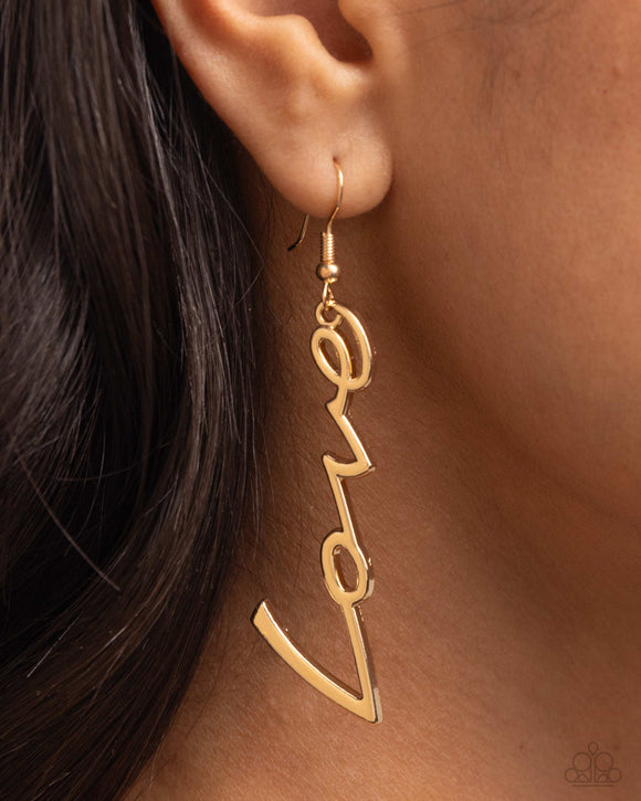 Light-Catching Letters - Gold Earring