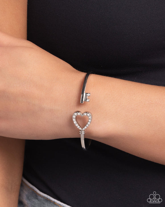 The Key to Romance - White Bracelet