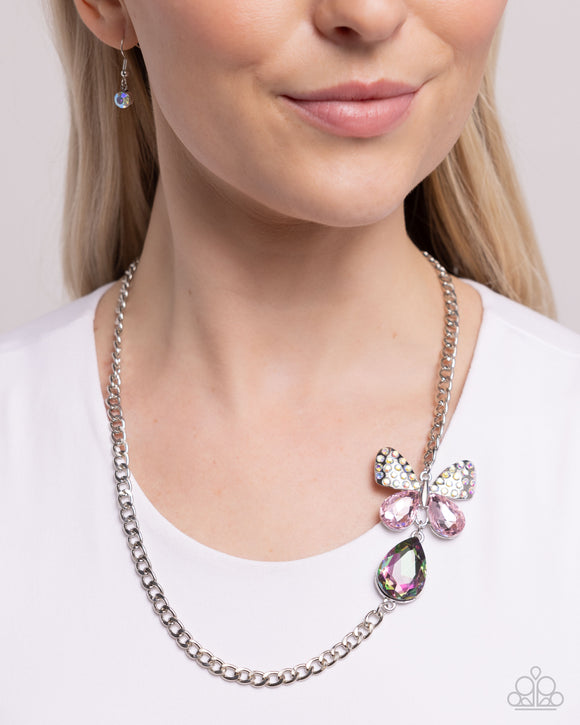 Fluttering Finesse - Pink Necklace