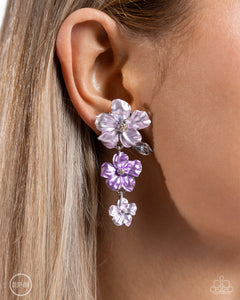 Balanced Bouquet - Purple Clip On Earring