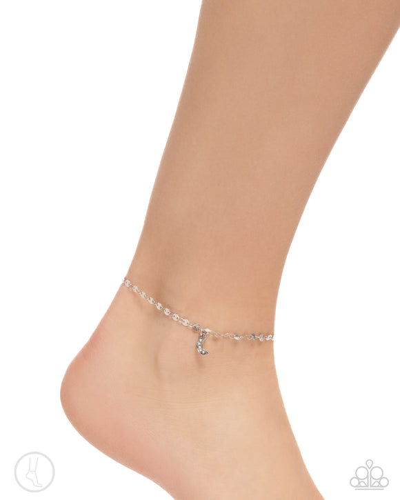 Crescent Chic - Silver Anklet