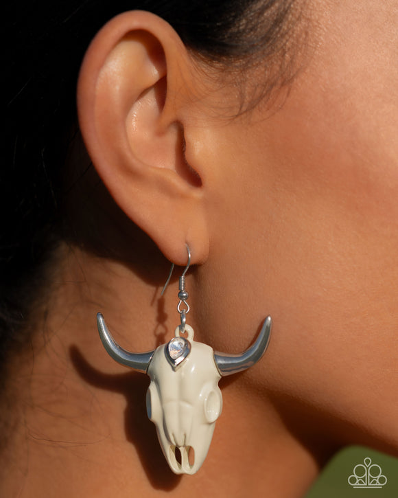 Southwestern Skull - White Earring