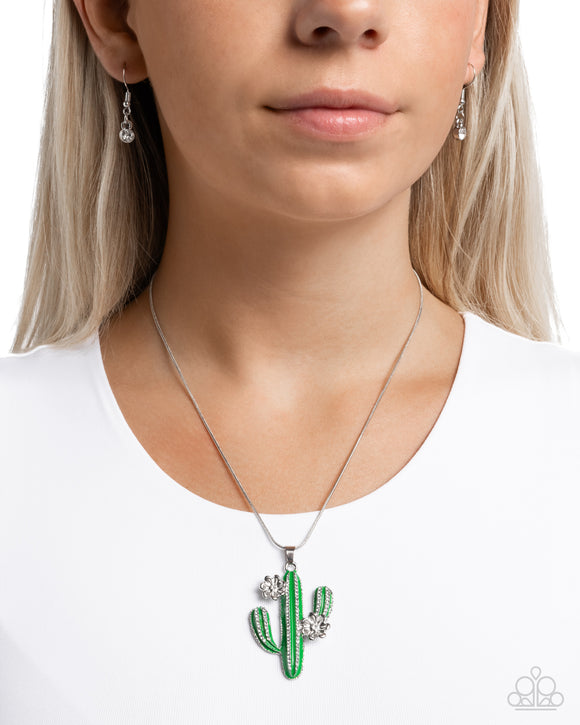 Carefree Cactus - Green Necklace