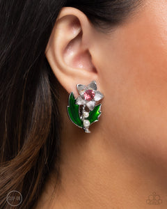 Gardening Guest - Pink Clip On Earring