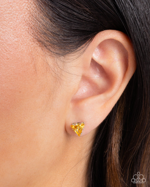 Triangular Twinkle - Yellow Earring