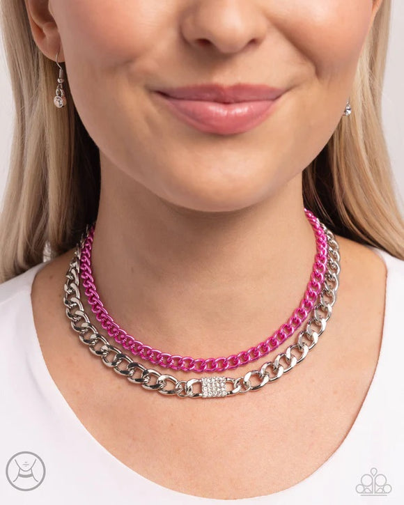 Exaggerated Effort- Pink Choker Necklace
