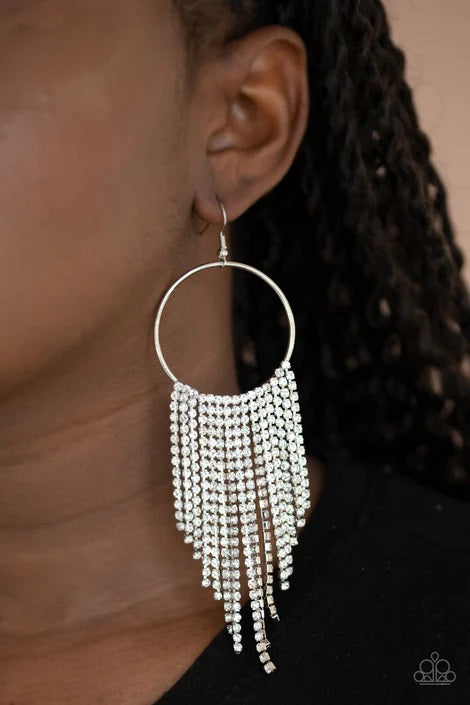 Streamlined Shimmer-White Earring