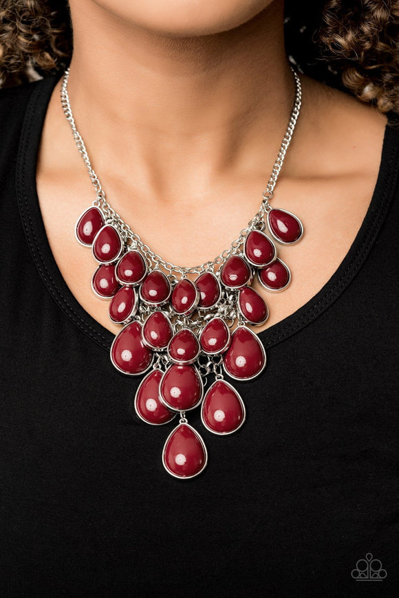 Shop 'Till You TEARDROP- Red Necklace