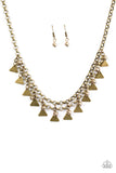 Pretty In Pyramids-Brass Necklace