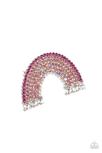 Somewhere Over The RHINESTONE Rainbow - Pink Hair Clip