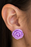 Rose Roulette- Purple Post Earring