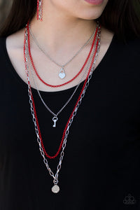 Right On Key- Red Necklace