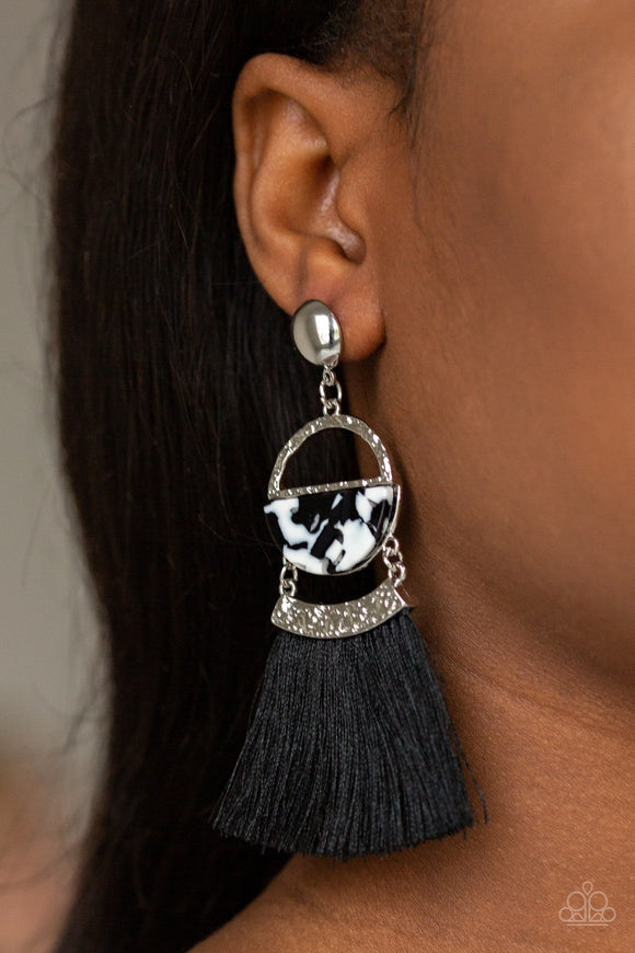 Tassel Trot- Black Post Earring