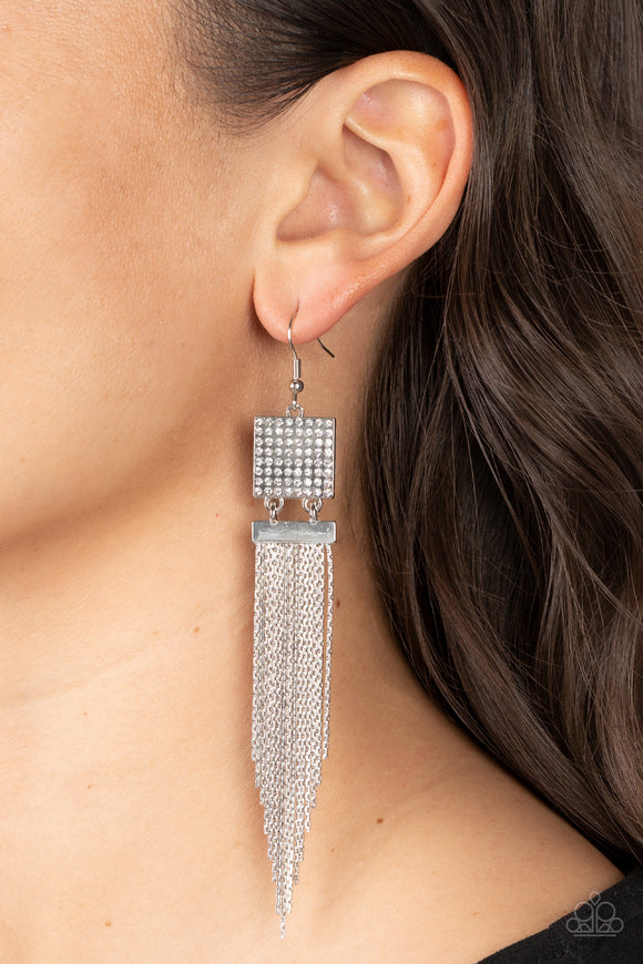 Dramatically Deco - White Earring