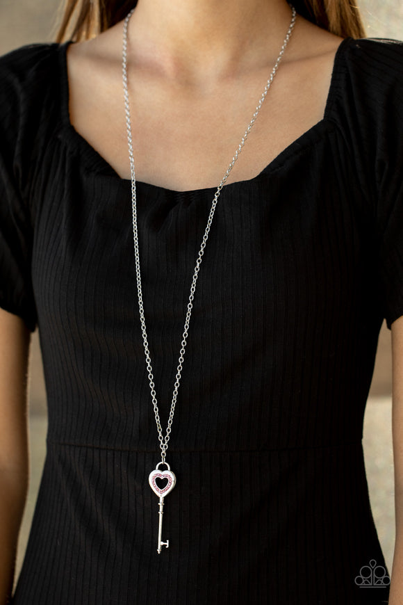 Unlock Your Heart- Pink Necklace