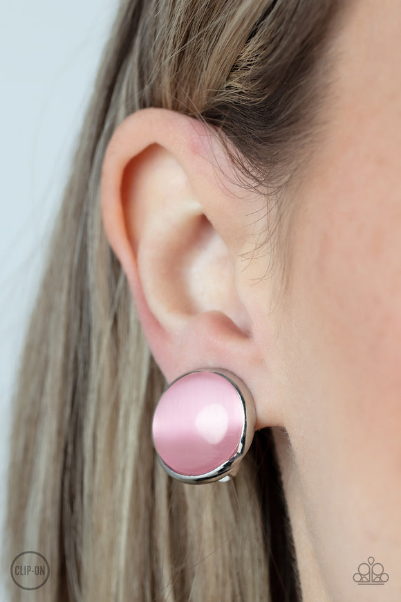 Cool Pools - Pink Clip On Earring