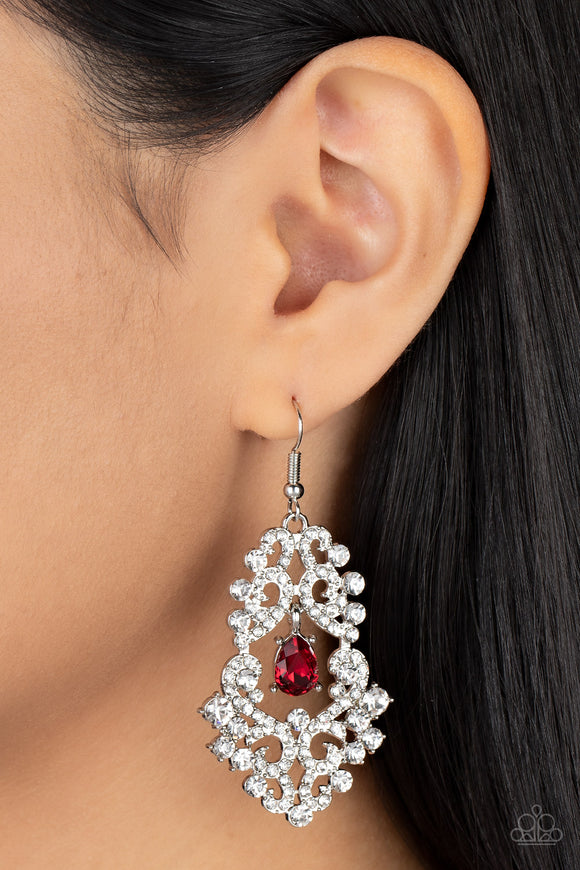 Sociable Sparkle - Red Earring