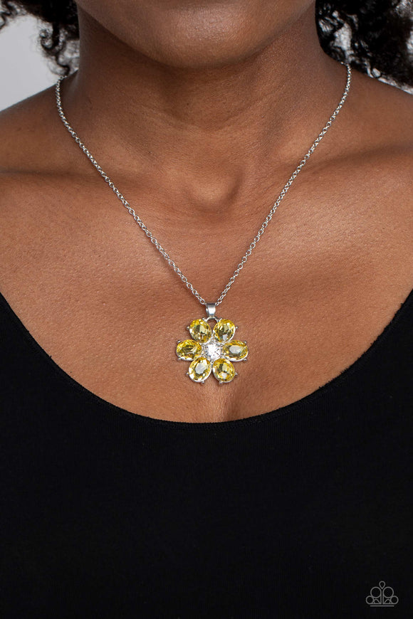 Fancy Flower Girl - Yellow Necklace