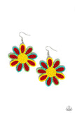 Decorated Daisies - Red Earring