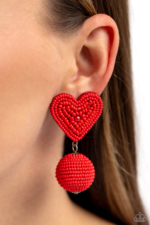 Spherical Sweethearts - Red Earring