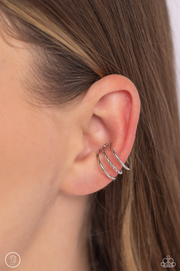 Textured Triumph - Silver Earring