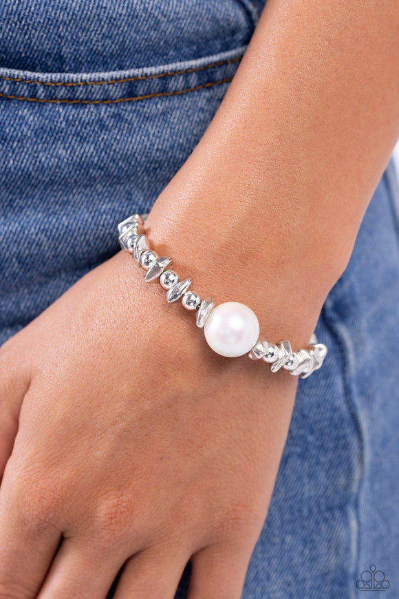 Chiseled Class - White Bracelet