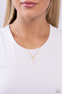 Leave Your Initials - Gold - T Necklace