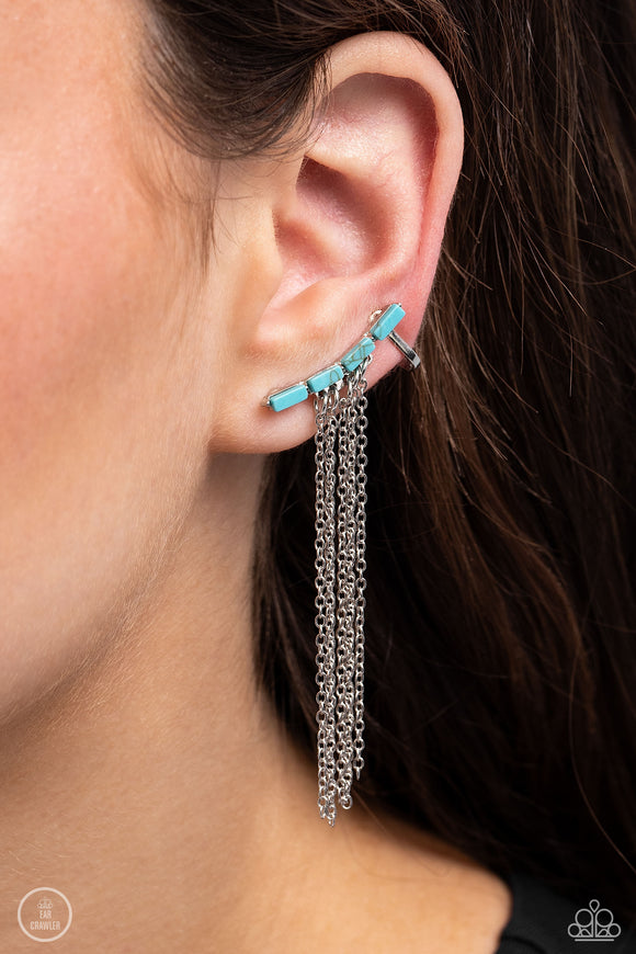 Fault Line Fringe - Blue Earring