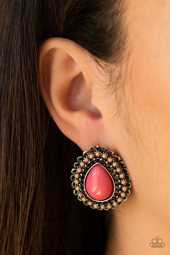 Beaded Blast- Pink Earring