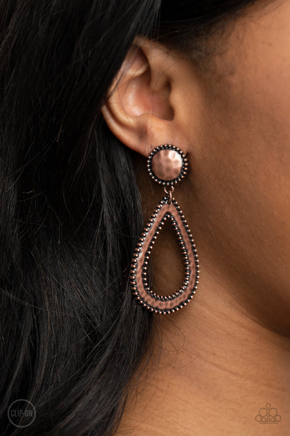 Beyond The Borders - Copper Clip On Earrings