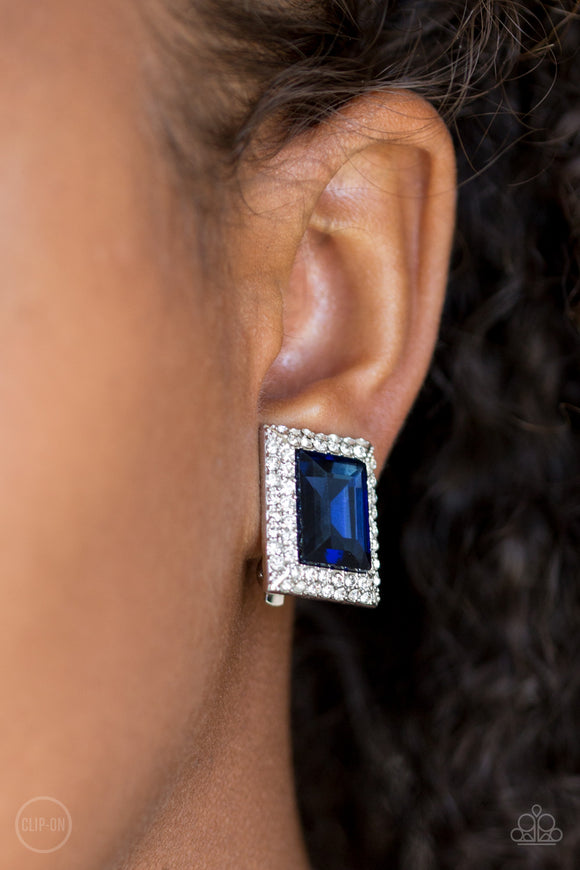 Crowned Couture- Blue Clip-On Earring