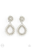 Discerning Droplets - White Clip-On Earrings