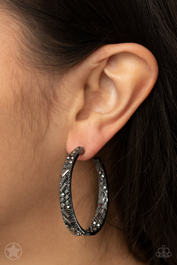 GLITZY By Association- Black Hoop Earring