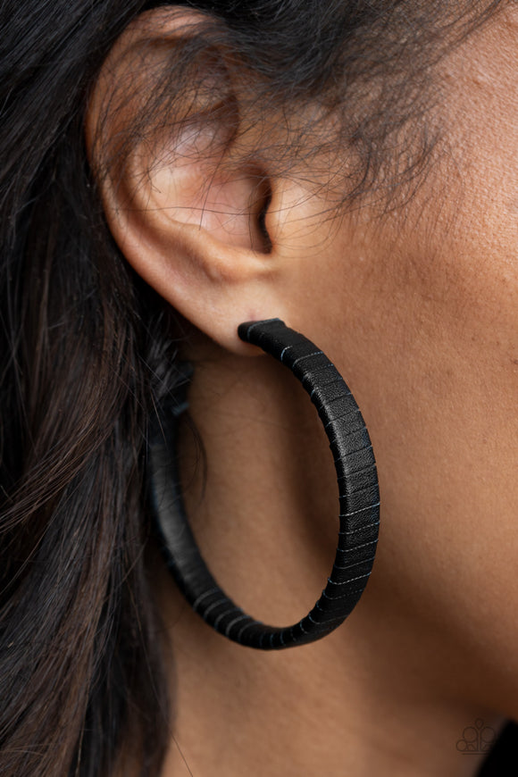 Leather-Clad Legend - Black Earring