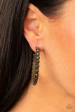 Rhinestone Studded Sass - Brass Earring