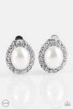 Romantically Regal- White Clip-On Earring