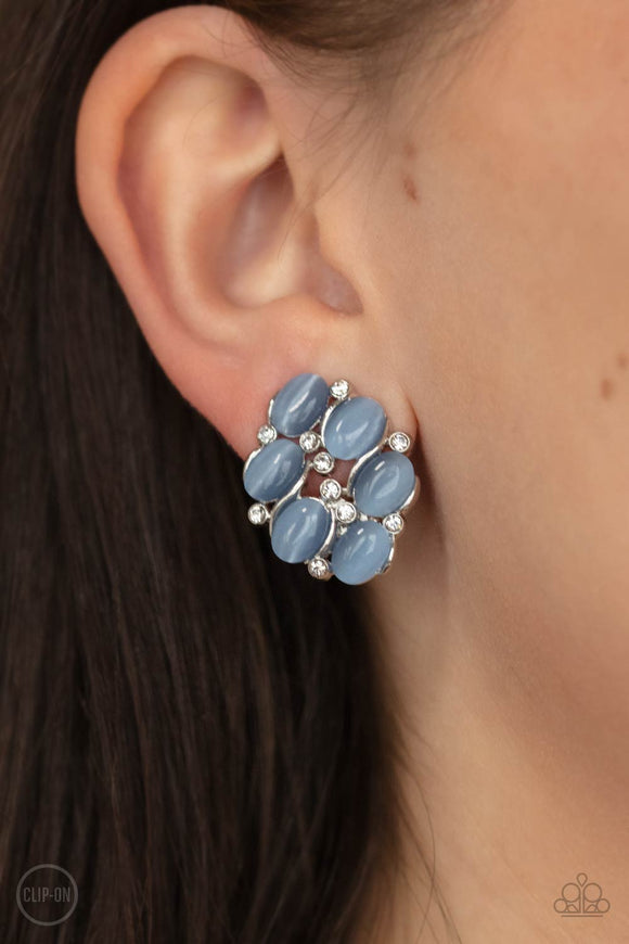 Row, Row, Row Your YACHT - Blue Clip On Earring