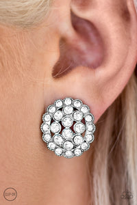 Runway Ready- White Clip-On Earring