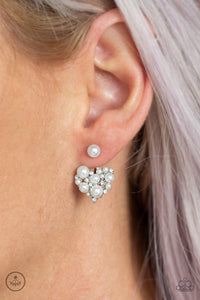 Star-Studded Success - White Earring