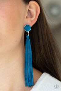 Tightrope Tassel- Blue Post Earring